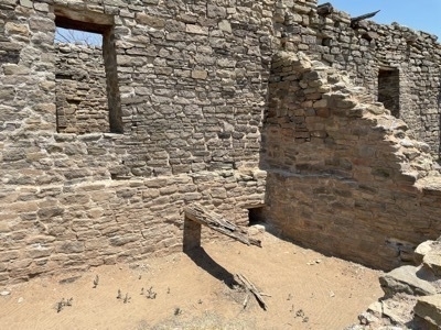 Walls with windows at Aztec Ruins National Monument in Aztec New Mexico