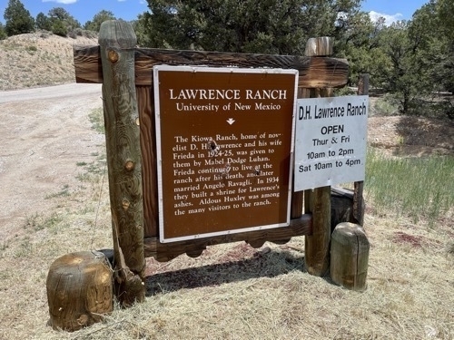 Sign announcing the D. H. Lawrence Ranch outside of Taos New Mexico