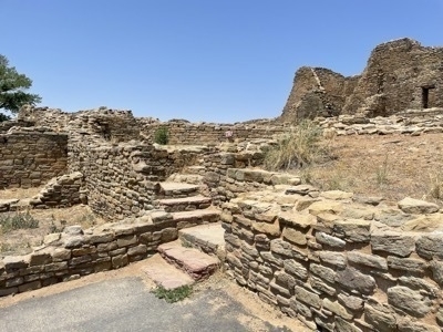 Stairway and walls at Aztec Ruins National Monumnet in Aztec New Mexico
